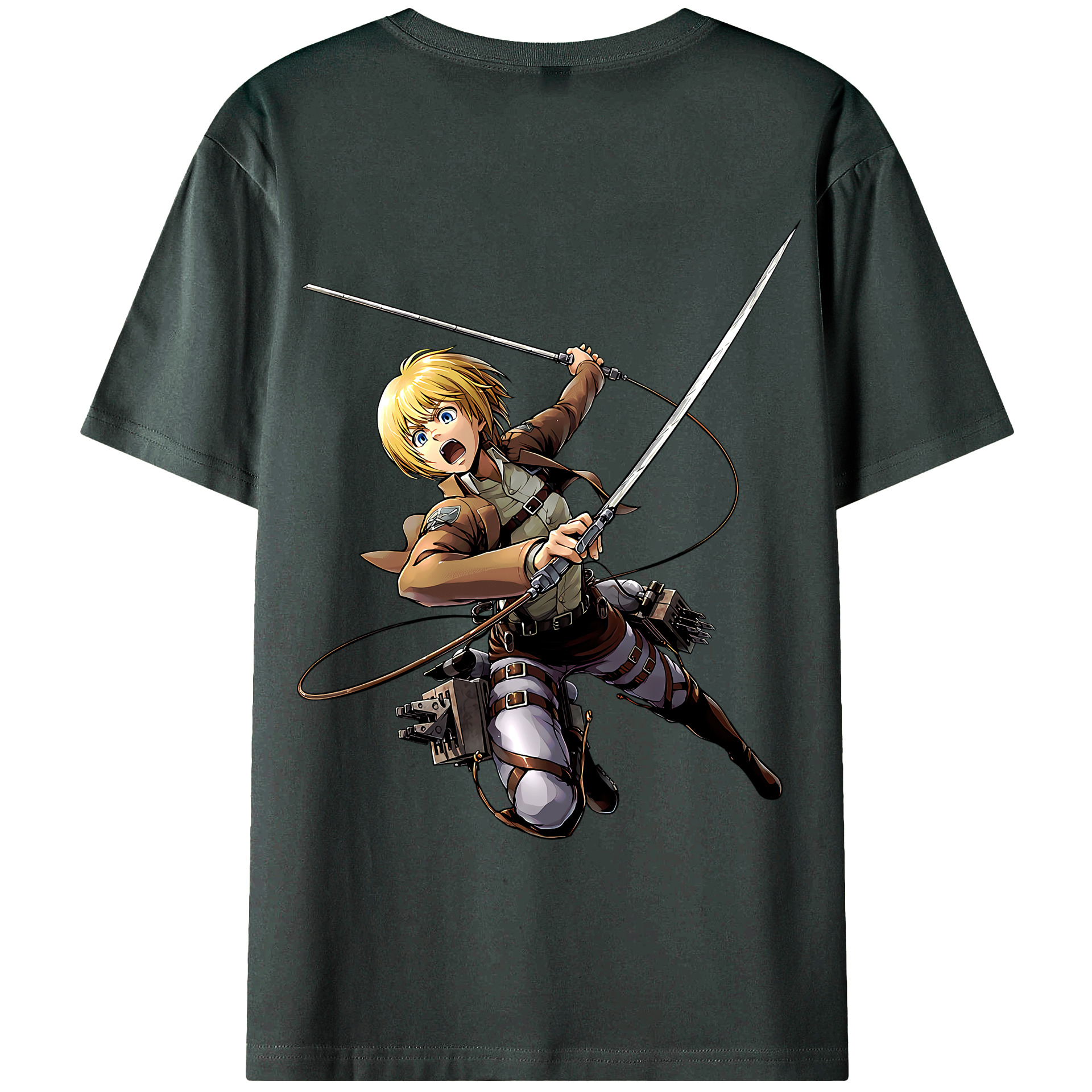 （画像用） 進撃の巨人 アルミン·アルレルト Attack on Titan Armin Arlert 綿100％ メンズ半袖Tシャツ（バックプリント） 通気性
